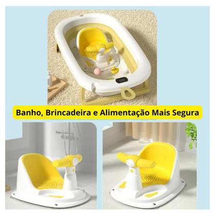 Imagem de Banheira Suporte Bebê Cadeirinha Refeição Alimentação Banho Banquinho Piscina Praia Conforto Fortalecimento Coluna Infantil