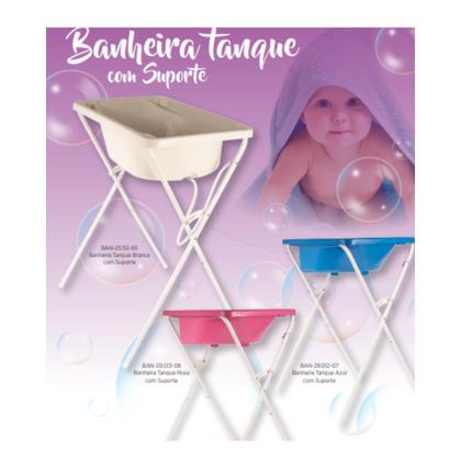 Imagem de Banheira Tanque 34 Litros Com Suporte Bebê Branca Banho Confortavel Styll Baby