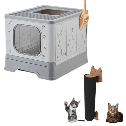 Imagem de Banheiro Gato Fechado Antiodor com Pá + Arranhador de Parede