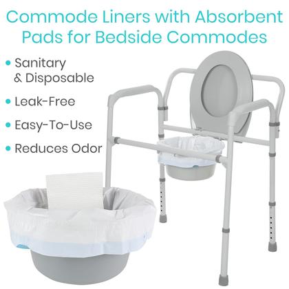 Imagem de Banheiro portátil Commode Liners Vive com almofadas absorventes, pacote com 72