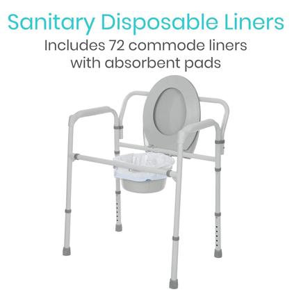 Imagem de Banheiro portátil Commode Liners Vive com almofadas absorventes, pacote com 72
