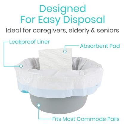 Imagem de Banheiro portátil Commode Liners Vive com almofadas absorventes, pacote com 72
