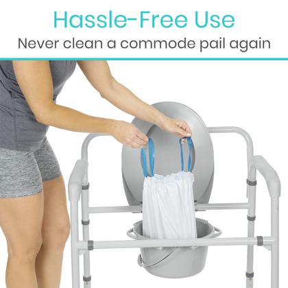 Imagem de Banheiro portátil Commode Liners Vive com almofadas absorventes, pacote com 72