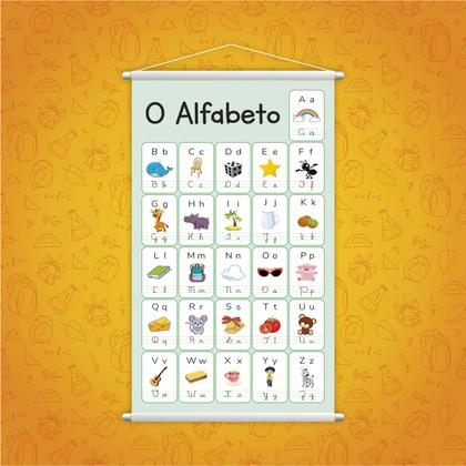 Imagem de Banner Alfabeto 4 Letras Pedagógico Escolar Infantil 80x50cm