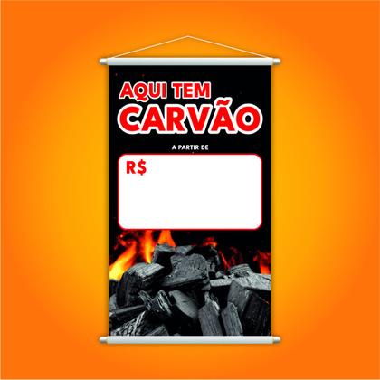 Imagem de Banner Aqui Tem Carvão Preço Fundo Branco Lona 60x40cm
