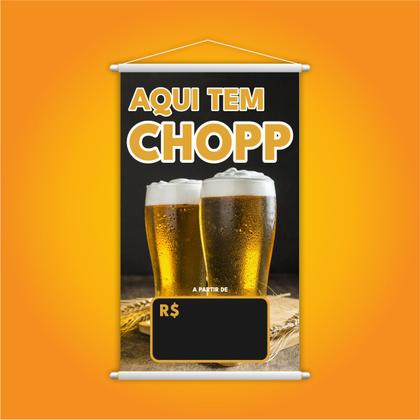 Imagem de Banner Aqui Tem Chopp Preço Fundo Preto Lona 80x50cm