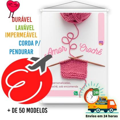 Imagem de Banner Crochê Tam:P 30x40cm Placas Iguassu: Pendure, Decore e Divulgue com Estilo - Perfeito para Uso Interno e Externo, Resistente ao Clima!