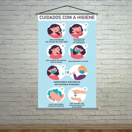 Imagem de Banner Escolar Cuidados Higiene Prevenção Doenças 80x50cm