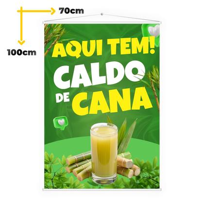 Imagem de Banner Faixa Lona Aqui Tem Caldo de Cana Garapa Ideal Para Garaperia Pastelaria Lanchonete Feira 100x30 Impressão Alta Qualidade Resolução Premium