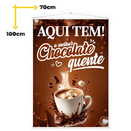 Imagem de Banner Lona Aqui Tem Chocolate Quente Cafeteria 60x40