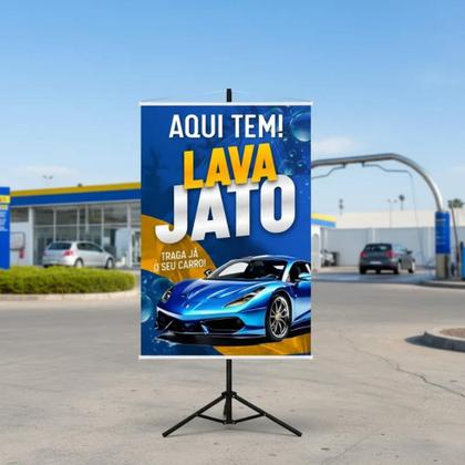 Imagem de Banner Lona Aqui Tem Lava Jato Ducha Estética Automotiva Posto Oficina Lavagem Carro Divulgação 100x70 Impressão Alta Qualidade Resolução Premium