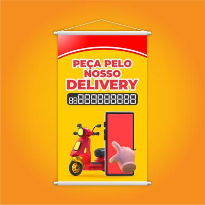 Imagem de Banner Peça Pelo Delivery Telefone Contato Motoboy Grande