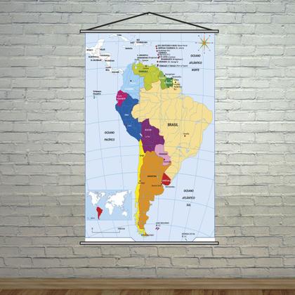 Imagem de Banner Pedagógico Escolar Mapa América do Sul 120x65cm