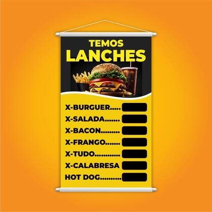 Imagem de Banner Temos Lanches Hamburguer Xis Comida Preço 80x50cm