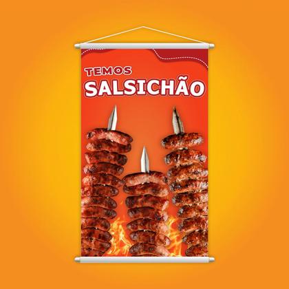 Imagem de Banner Temos Salsichão Comida Carne Espeto Churrasco Grande