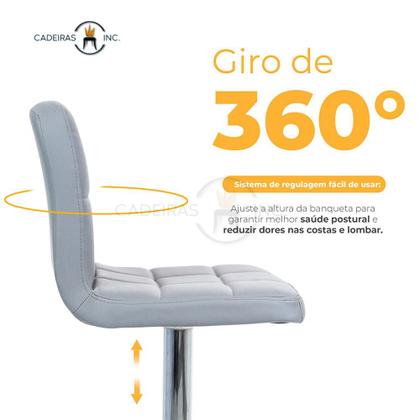 Imagem de Banqueta Alta Com Encosto Alto Estofado Para Cozinha Americana Bancada Ilha Gomos Confort Cinza