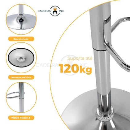 Imagem de Banqueta Alta Com Encosto Alto Estofado Para Cozinha Americana Bancada Ilha Gomos Confort Cinza