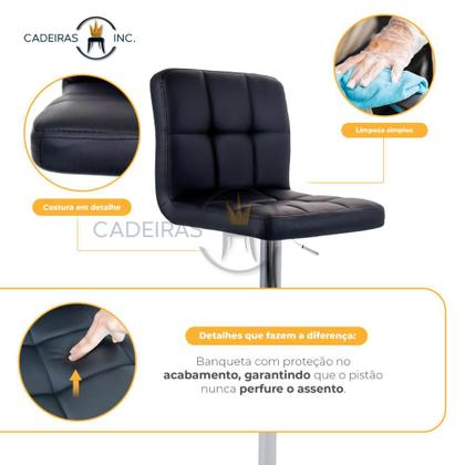 Imagem de Banqueta Alta Com Encosto Alto Estofado Para Cozinha Bancada Balcão Ilha Gomos Confort Preta