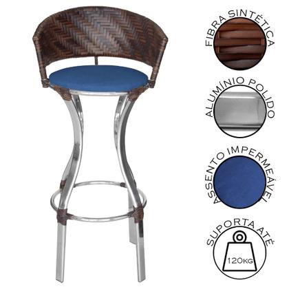 Imagem de Banqueta Alta Conforto de Alumínio e Fibra Sintética