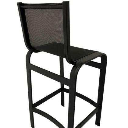 Imagem de Banqueta Alta De Alumínio Tela Sling Para Bancada Cozinha Bar Preta