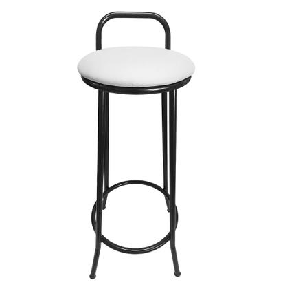 Imagem de Banqueta Alta Drink New de Metal Estofada Banco Alto Para Cozinha Bar Balcão Preta Assento Branco