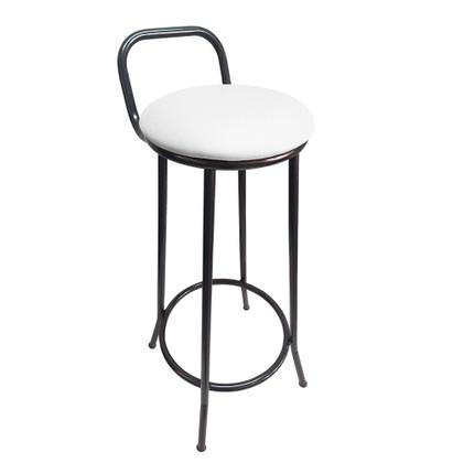 Imagem de Banqueta Alta Drink New de Metal Estofada Banco Alto Para Cozinha Bar Balcão Preta Assento Branco