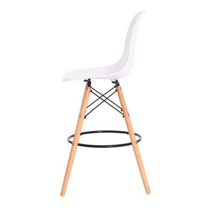 Imagem de Banqueta Alta Eiffel Eames Branca Base Madeira Cozinha Bar