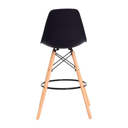 Imagem de Banqueta Alta Eiffel Eames Preta Base MADEIRA Cozinha Bar Bistrô Bancada