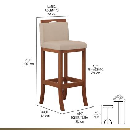 Imagem de Banqueta Alta em Madeira Maciça Londres CCS Interiores Pinhão