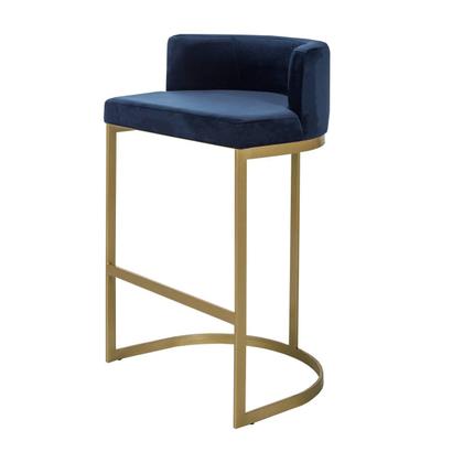 Imagem de Banqueta Alta Estofada Estrutura Aço Carbono Belly II Base Dourada  75cm