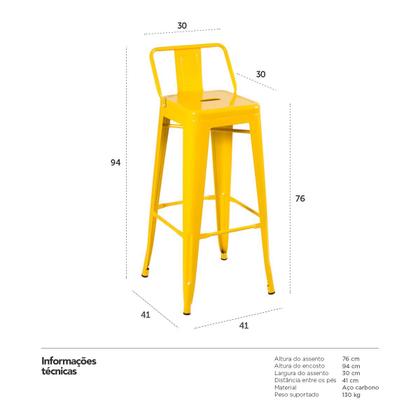 Imagem de Banqueta alta Iron Tolix com encosto - 76 cm -