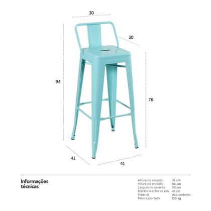 Imagem de Banqueta alta Iron Tolix com encosto - 76 cm -