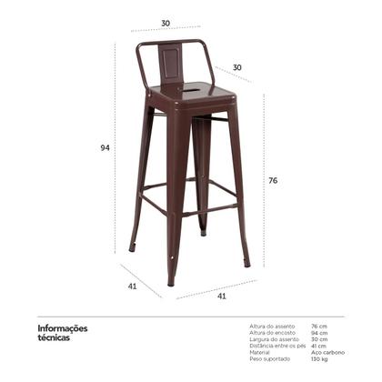 Imagem de Banqueta alta Iron Tolix com encosto - 76 cm -
