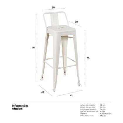 Imagem de Banqueta alta Iron Tolix com encosto - 76 cm -