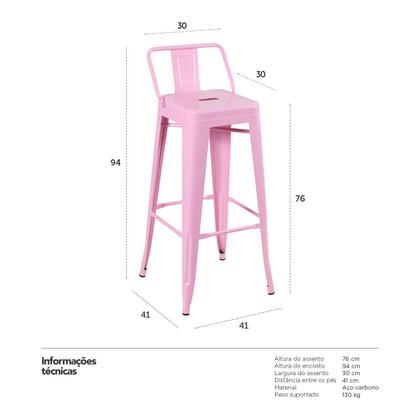 Imagem de Banqueta alta Iron Tolix com encosto - 76 cm -