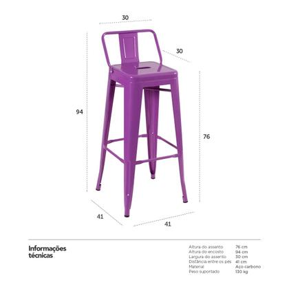 Imagem de Banqueta alta Iron Tolix com encosto - 76 cm -