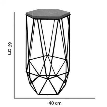 Imagem de Banqueta Alta Liz Hexágono Industrial Para Cozinha Ferro Bronze MDF Imbuia - Ahz Móveis