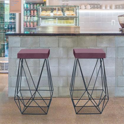 Imagem de Banqueta Alta Lucy Com Armação Preto Com Tecido Suede