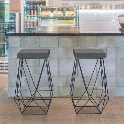 Imagem de Banqueta Alta Lucy Com Armação Preto Com Tecido Suede