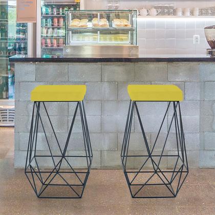 Imagem de Banqueta Alta Lucy Com Armação Preto Com Tecido Suede