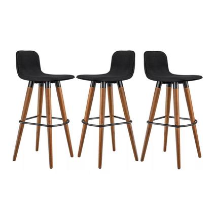 Imagem de Banqueta Alta Para Balcão de Cozinha Area Gourmet Reforçada Pé de Madeira Maciça Palito Linea Kit C/3 Unidades