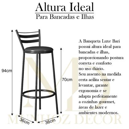 Imagem de Banqueta Alta para Cozinha e Balcão com Encosto Luxe Bari -