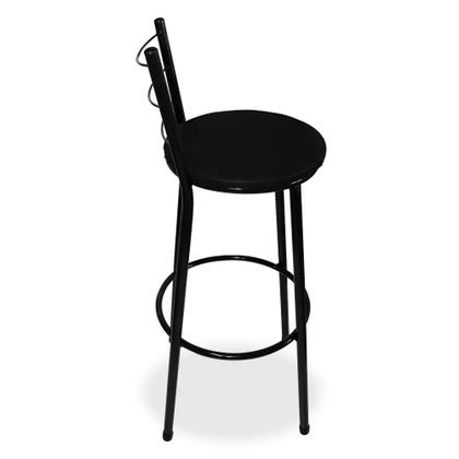Imagem de Banqueta Alta Para Cozinha Preta Epoxi Assento Preto
