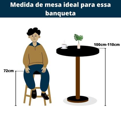 Imagem de Banqueta Alta Preta com Encosto para Cozinha Assento Preto Fortmix