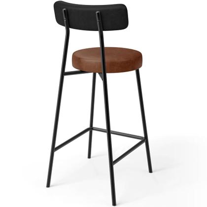 Imagem de Banqueta Baixa Cozinha Sala Jantar Bancada Milão L02 material sintético Preto Marrom -LyamDecor