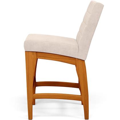 Imagem de Banqueta Baixa Para Cozinha Bancada Bar Sala De Jantar Fixa Mila L02 Suede Bege - Lyam Decor