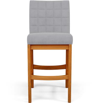 Imagem de Banqueta Baixa Para Cozinha Bancada Bar Sala De Jantar Fixa Mila L02 Suede Cinza - Lyam Decor