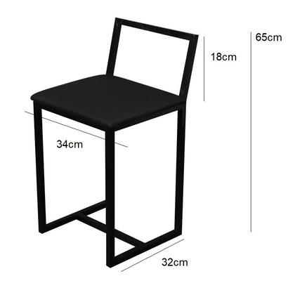 Imagem de Banqueta Baixa Para Cozinha Preta Industrial Estofado Preto
