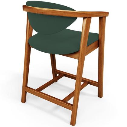 Imagem de Banqueta Baixa Para Cozinha Sala de Jantar Bancada Cecília L02 Suede Verde Musgo - Lyam Decor