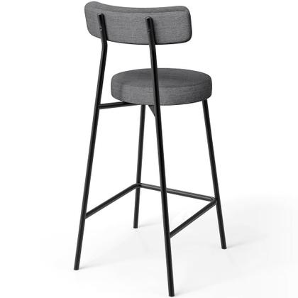 Imagem de Banqueta Baixa Para Cozinha Sala De Jantar Bancada Milão L02 Linho Cinza Escuro -LyamDecor